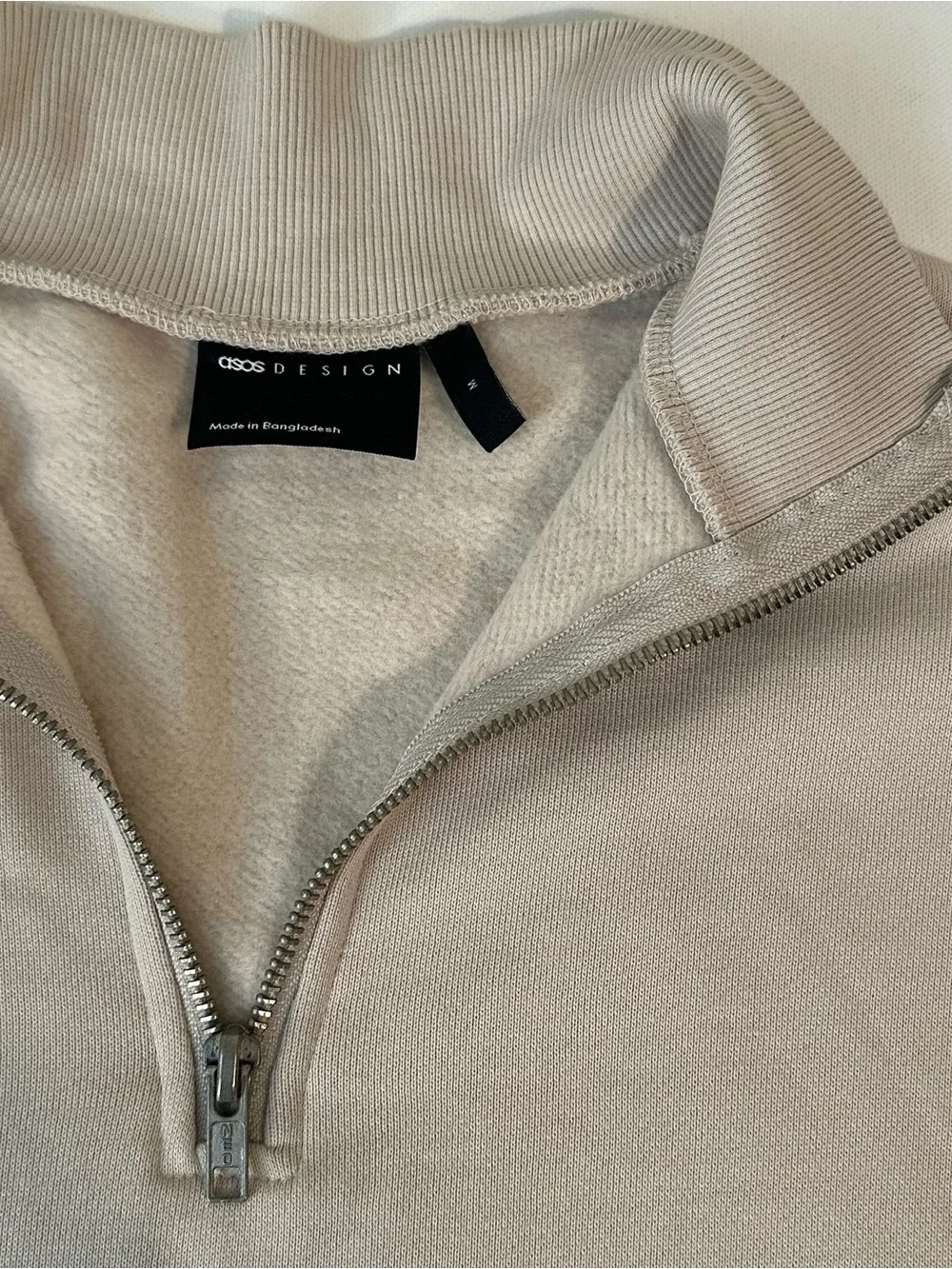 ASOS - MENS - HALF ZIP NEUTRAL BEIEGE TAN SWEATER